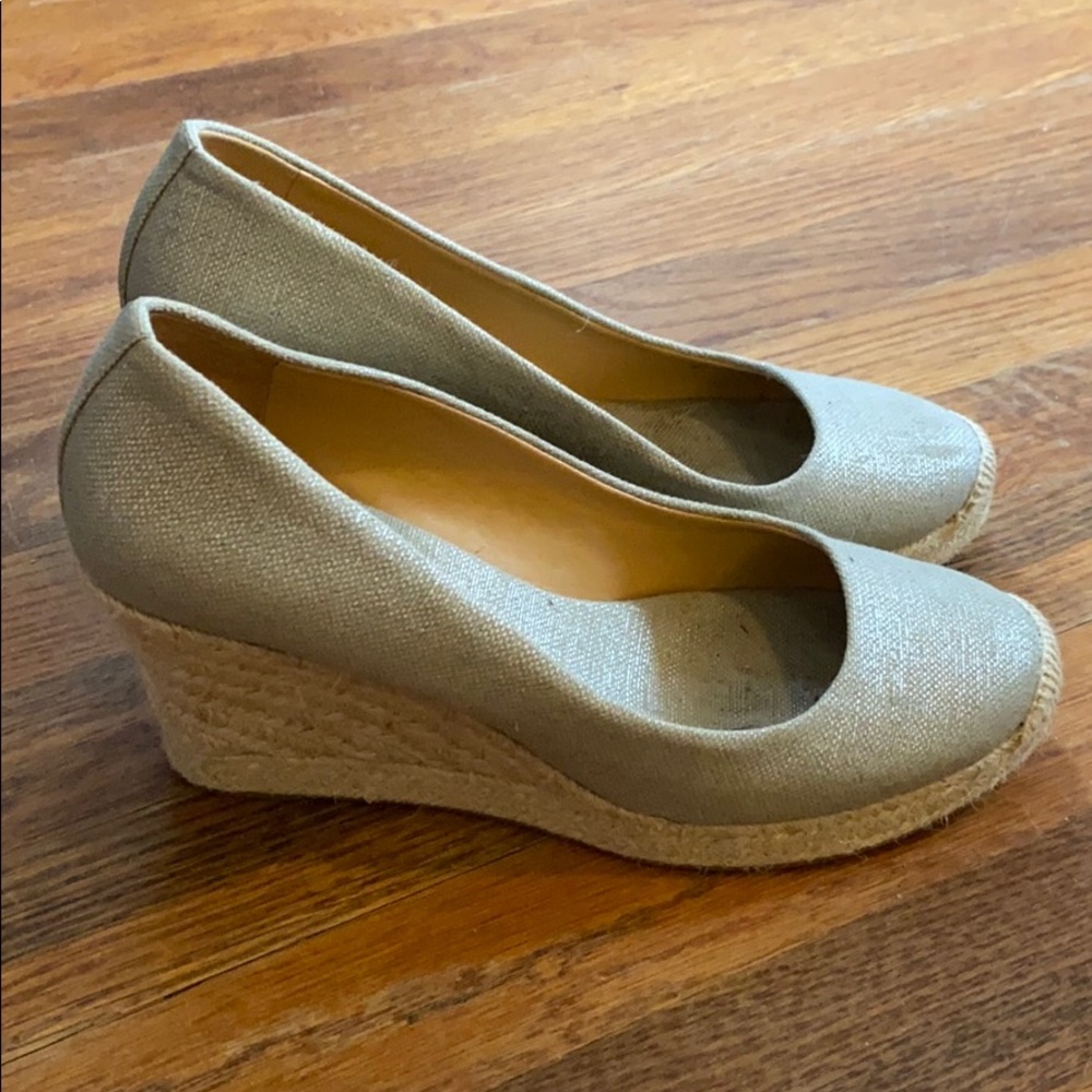 Jcrew taupe/metalic wedge size 9.5